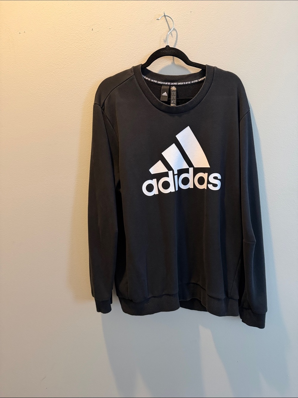 adidas Black Crewneck Sweatshirt with White Logo